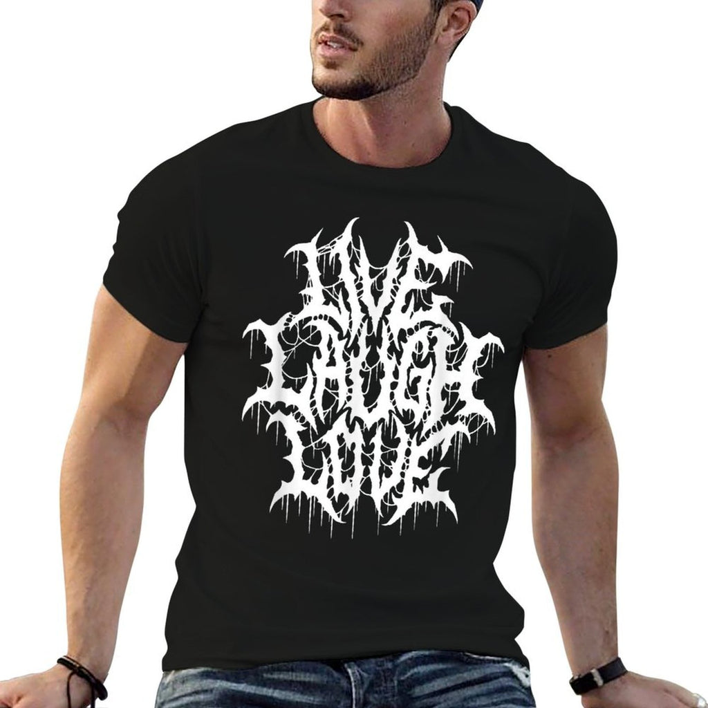 Live Laugh Love Black Metal Parody Funny Typography  Polyester Blend T-Shirt