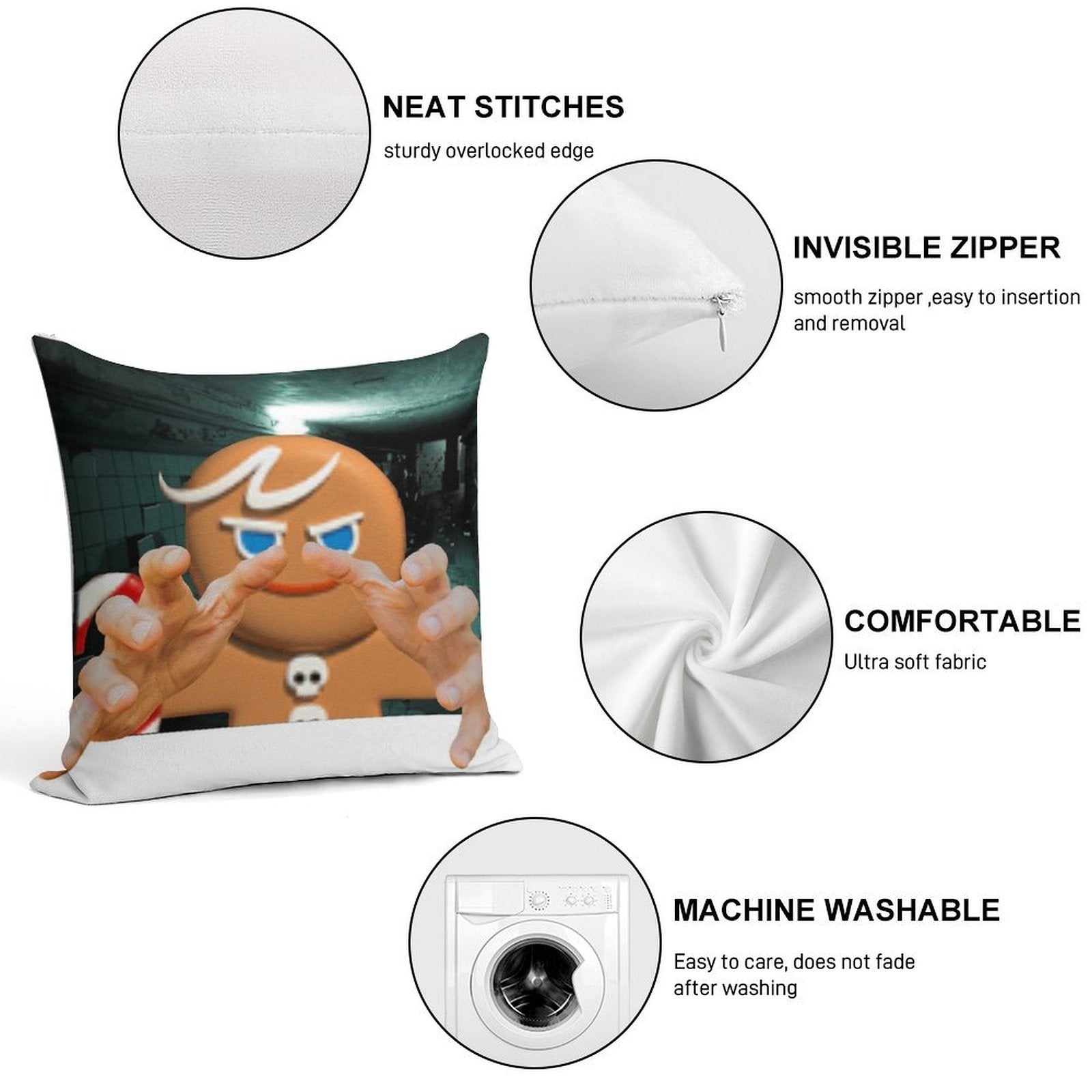 Vibe Check Gingerbrave Soft High-Density Material Throw Pillow