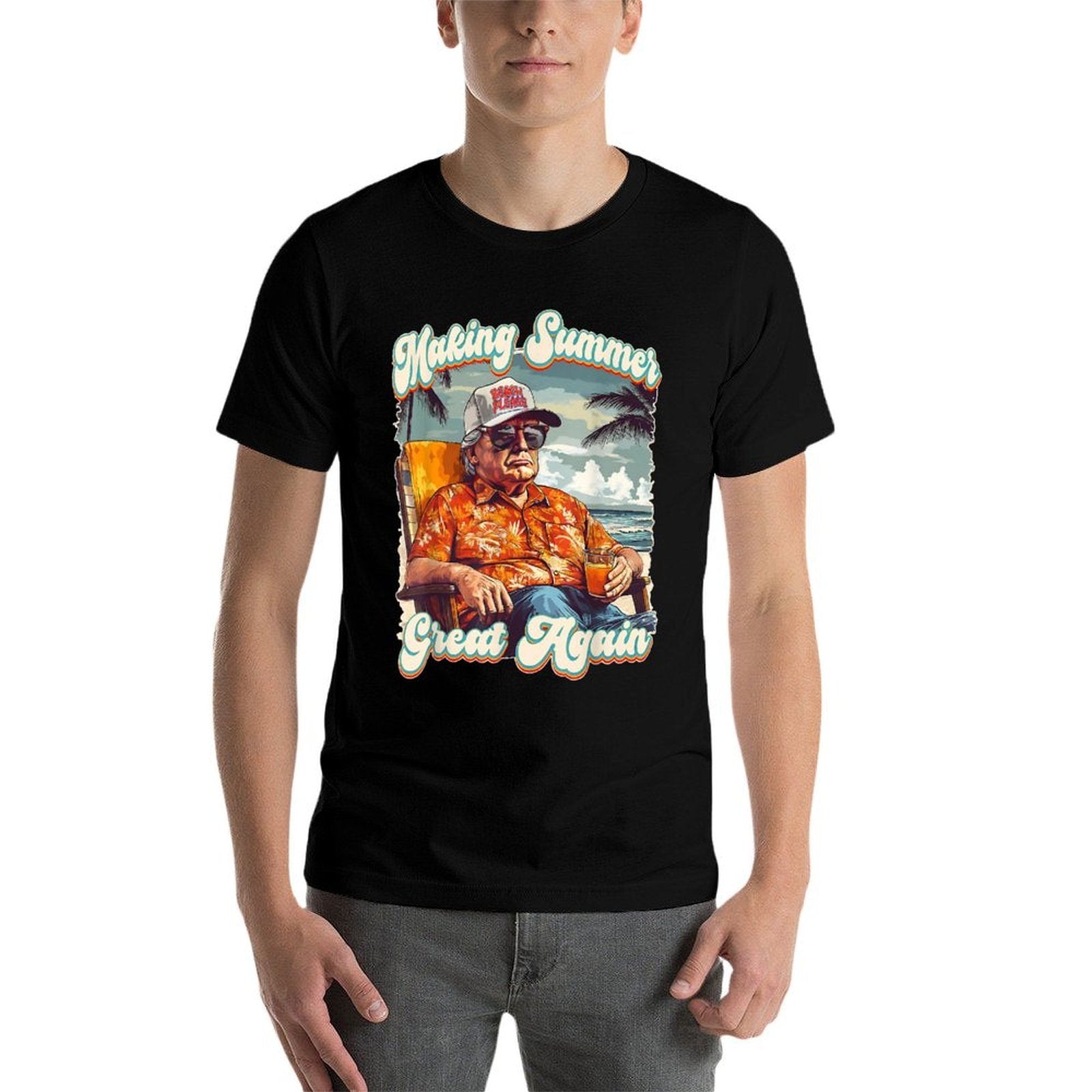 Making Summer Great Again Hawaii Beach Funny Trump Vacation  Summer-ready Fabric T-Shirt