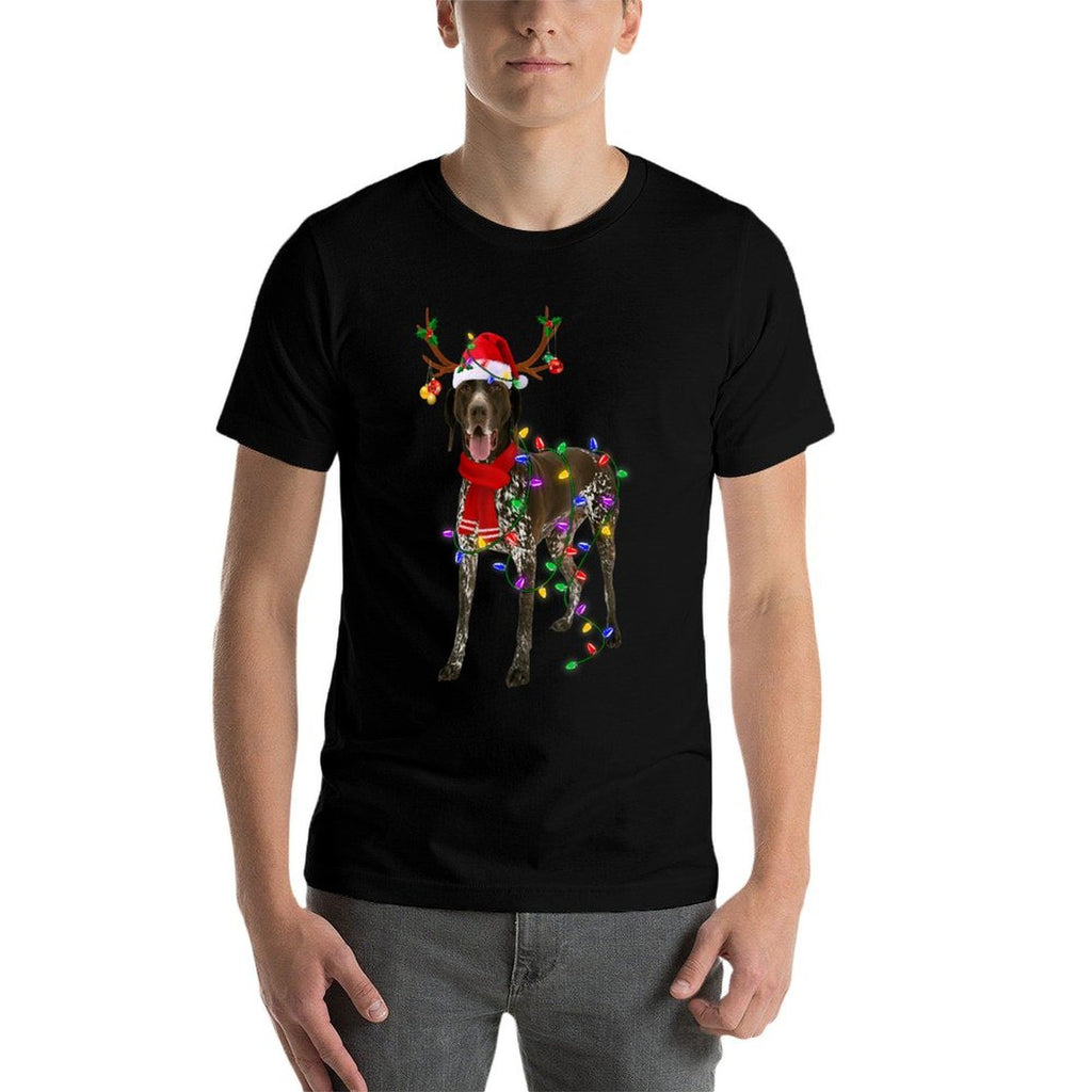 German Shorthaired Pointer Dog Tree Christmas Lights Pajama Comfortable T-Shirt