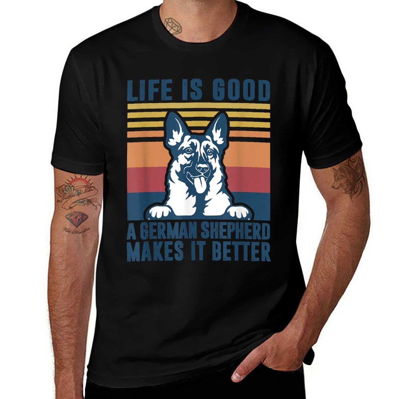 German Shepherd Gift Men Women Dog Dad Mom German Shepherd  Cotton T-Shirt