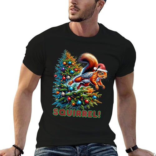Beans Hots Squirrel Jumping Out of Christmas Tree Funny Unisex-Adults, Unisex-Kids  Eco-friendly Material T-Shirt