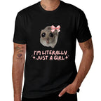 Im Literally Just A Girl Sad Hamster Meme Pink Ribbon  Classic T-Shirt