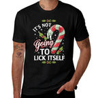 Its Not Going to Lick Itself Funny Christmas  Ribbed Collar T-Shirt