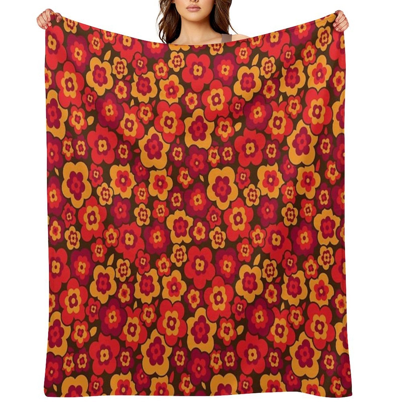 Retro Vintage Orange Poppies Gift-ready Throw Blanket