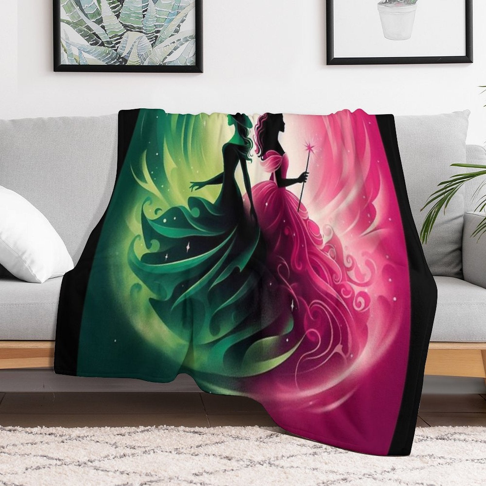 Elphaba & Glinda Wicked The Musical Defying Gravity Wrinkle-free Throw Blanket