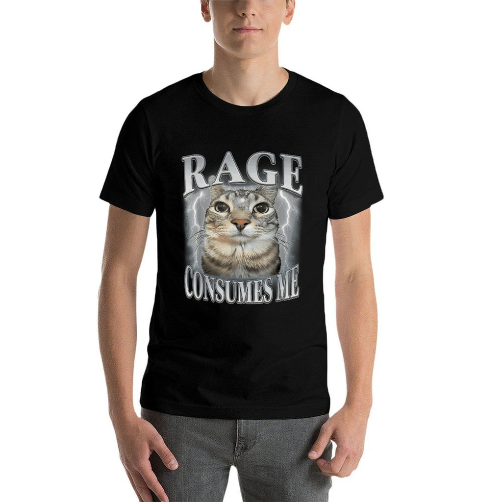 Rage Consumes Me Funny Silly Staring Cat Meme Women Men  Polyester Blend T-Shirt