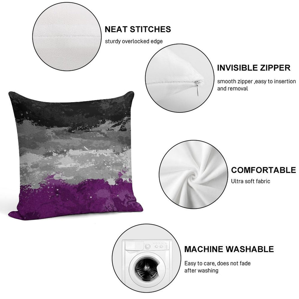 Abstract Paint Splatter Asexual Pride Flag Pattern Soft Gift Ready Throw Pillow