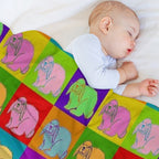 Lop Rabbit, Popart, Holland Lop, Mini Lop, French Lop, Retro, 70s, Original Art, Cute Bunny, 4H, Rabbits, Farm Animals Eco-conscious Throw Blanket