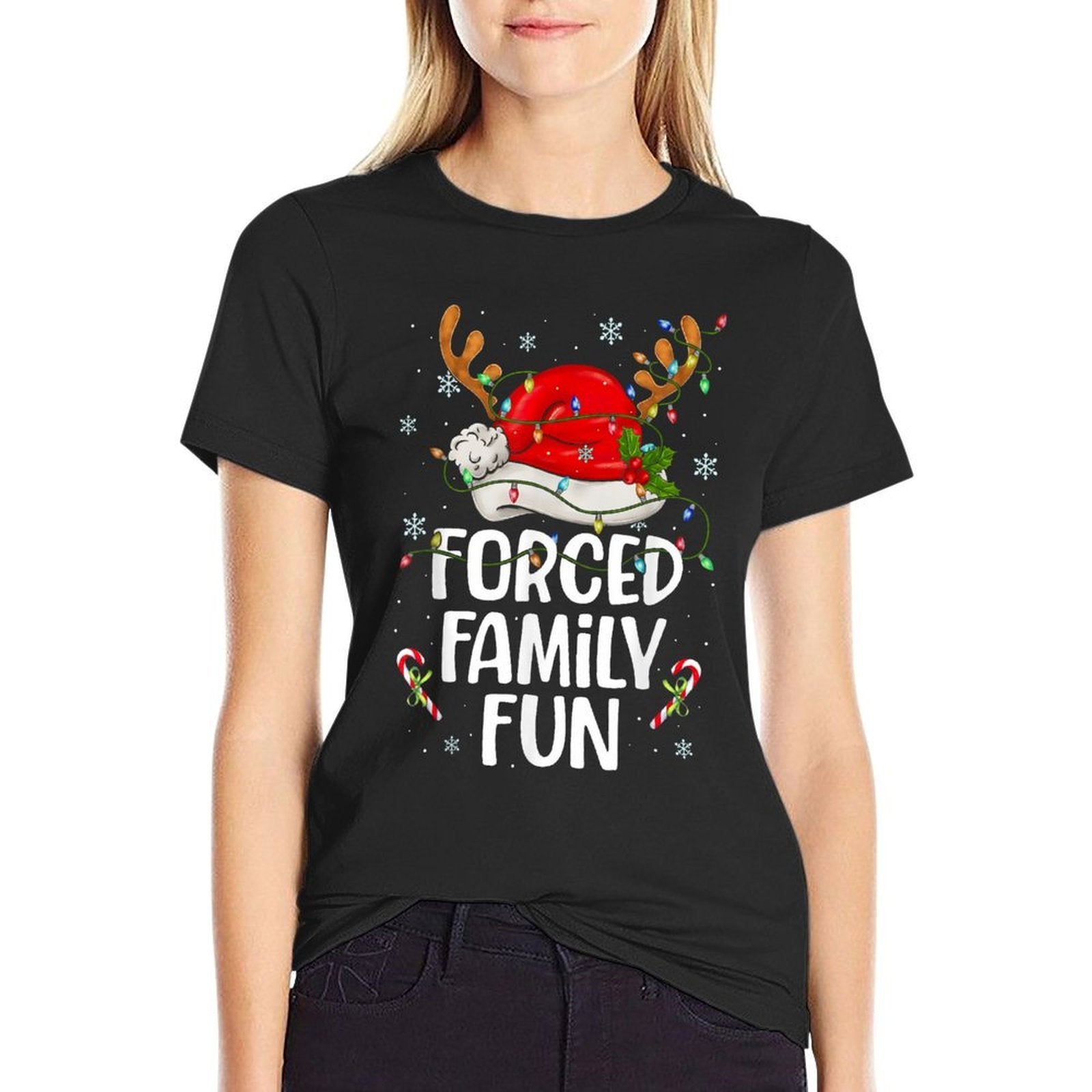 Forced Family Fun Sarcastic Christmas Funny Men Women Kids  Affordable Price T-Shirt