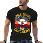 Will Trade Medical Advice For Chickens Funny Nurse  Oversized Silhouette T-Shirt