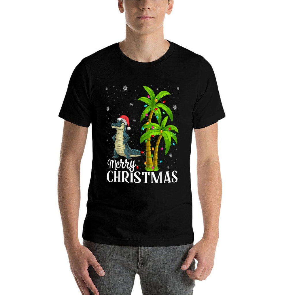 Alligator Lovers Men Women Christmas Tree Lights Beach Comfortable T-Shirt