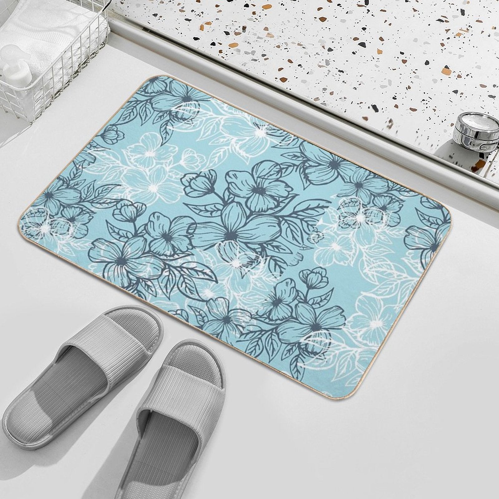 Floral Surface Pattern  Stain-Proof Bath Mat