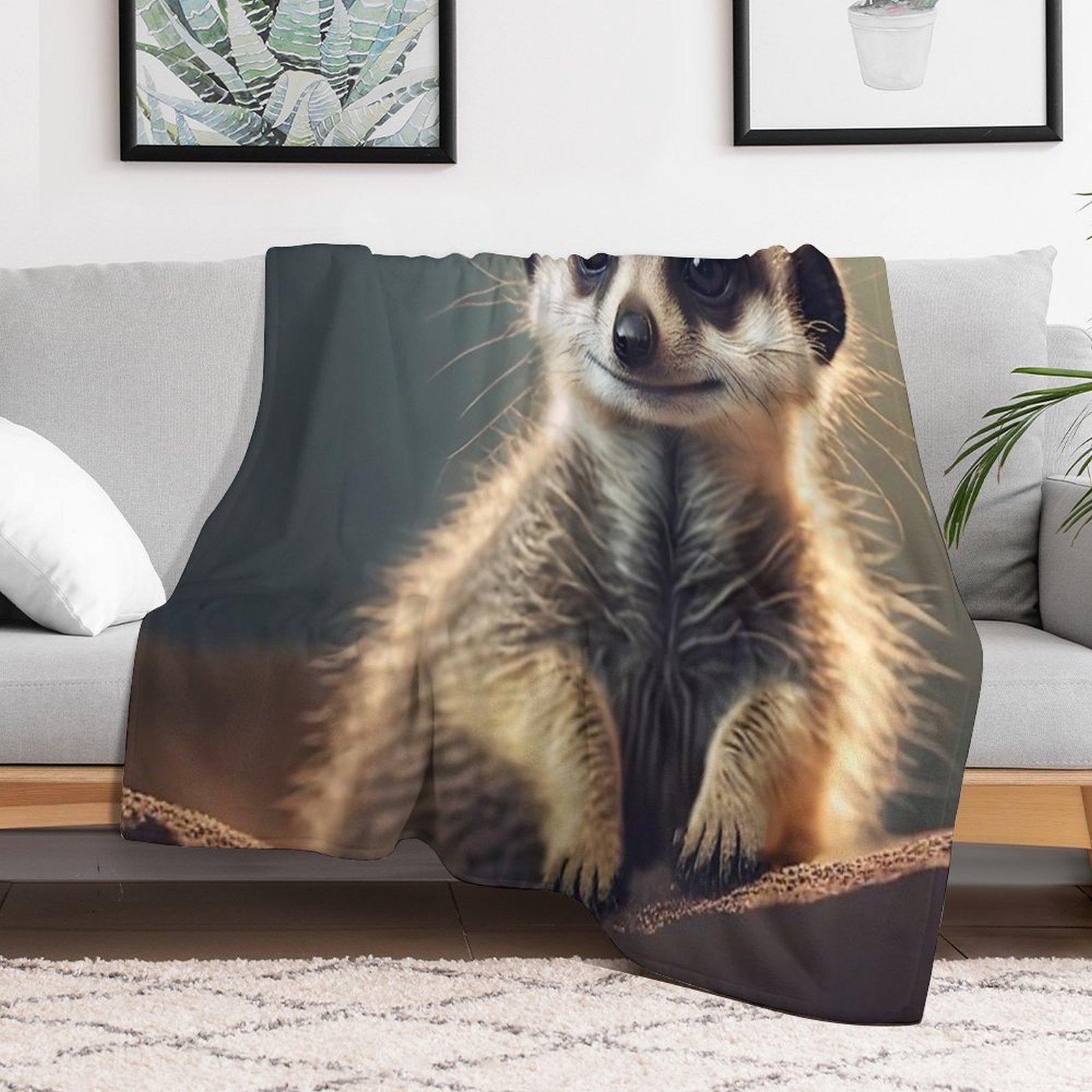 Meerkat - Cute Baby Animal Portrait Comfort Throw Blanket