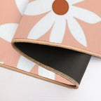 Fun, Modern, Flowers Print, Orange, Teal And White  Absorbent Bath Mat