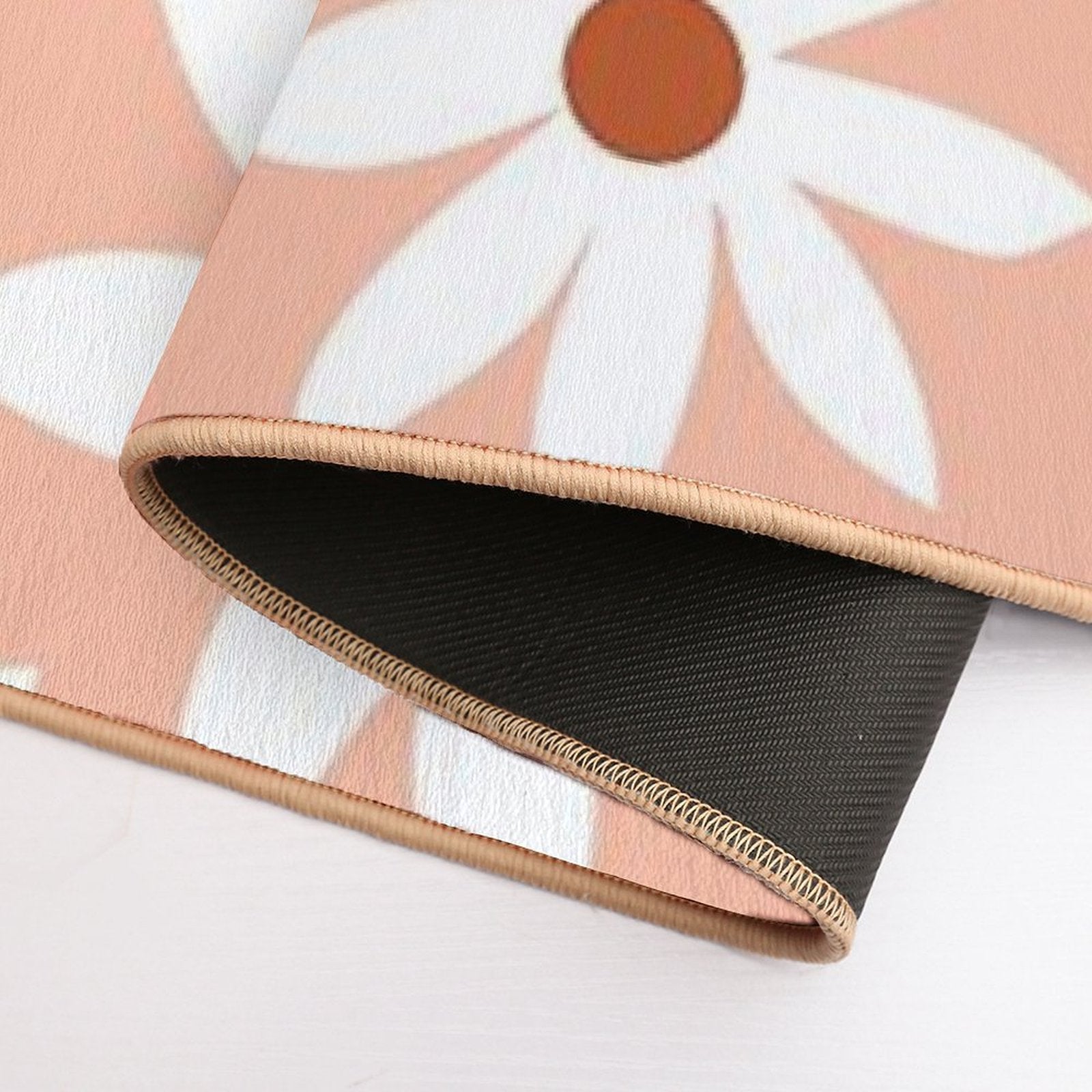 Fun, Modern, Flowers Print, Orange, Teal And White  Absorbent Bath Mat