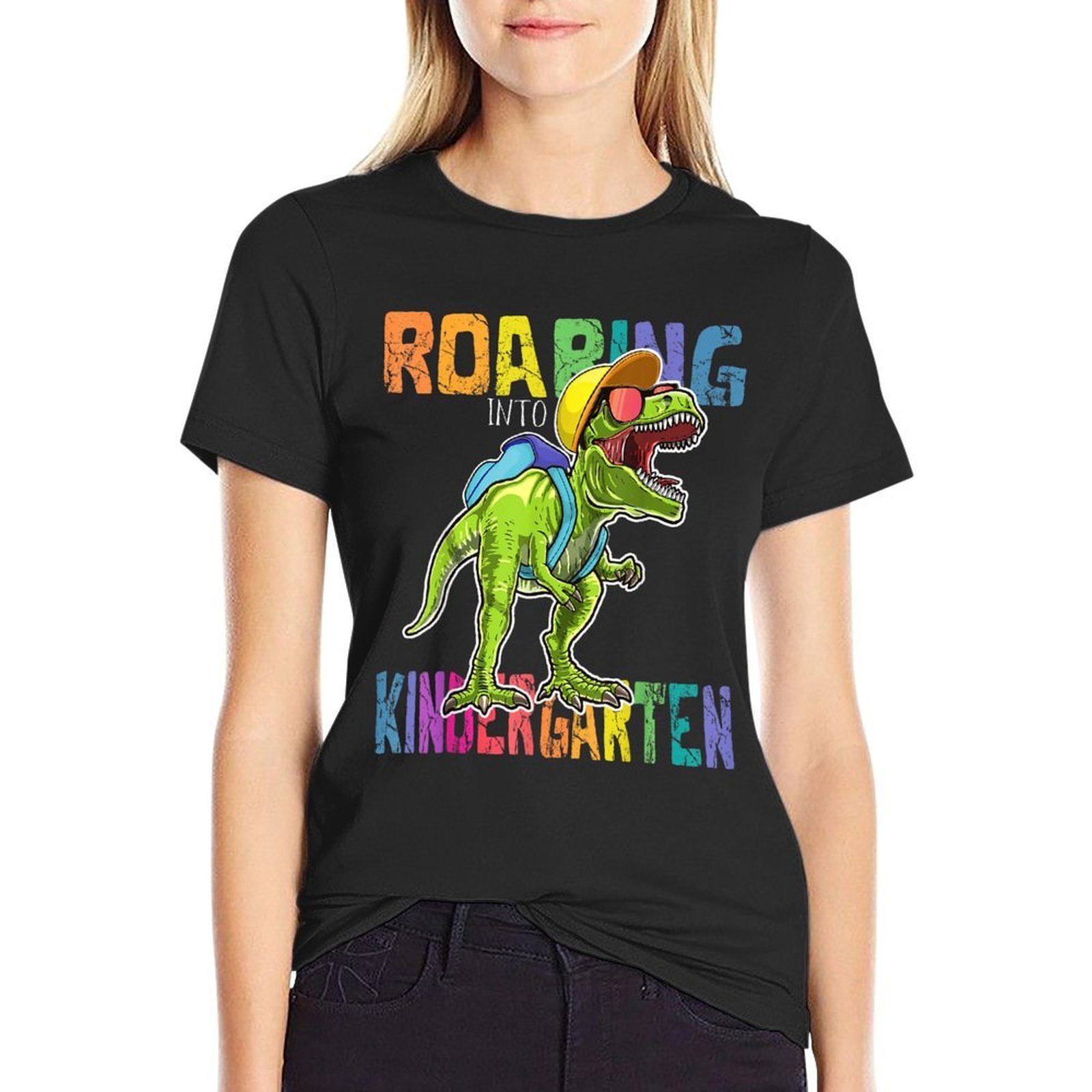 Roaring Kindergarten Dinosaur T Rex Back to School Boys Gift  Trendy Pattern T-Shirt