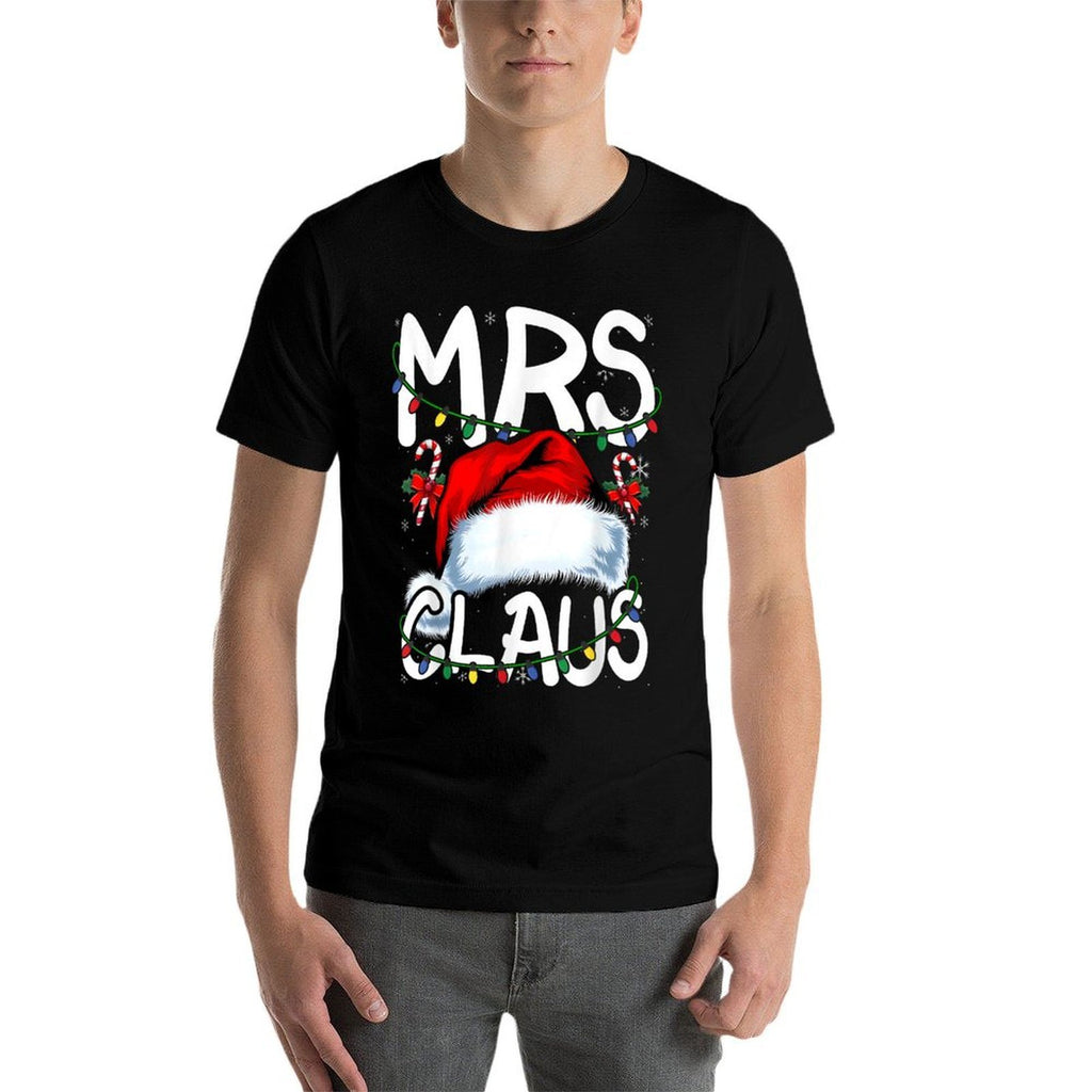 Mr And Mrs Claus Couples Matching Christmas Pajamas Santa  Graphic-printed T-Shirt