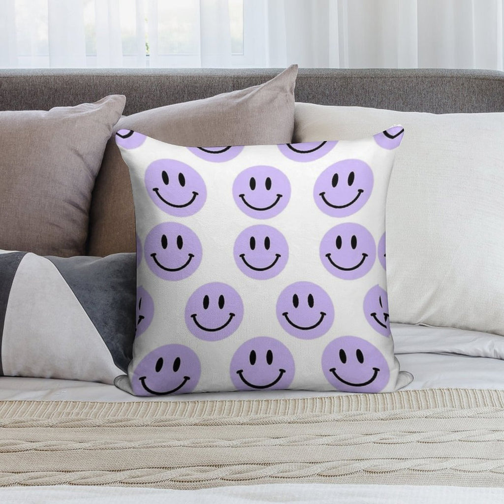 Purple Preppy Smile Print Soft High-Density Material Throw Pillow