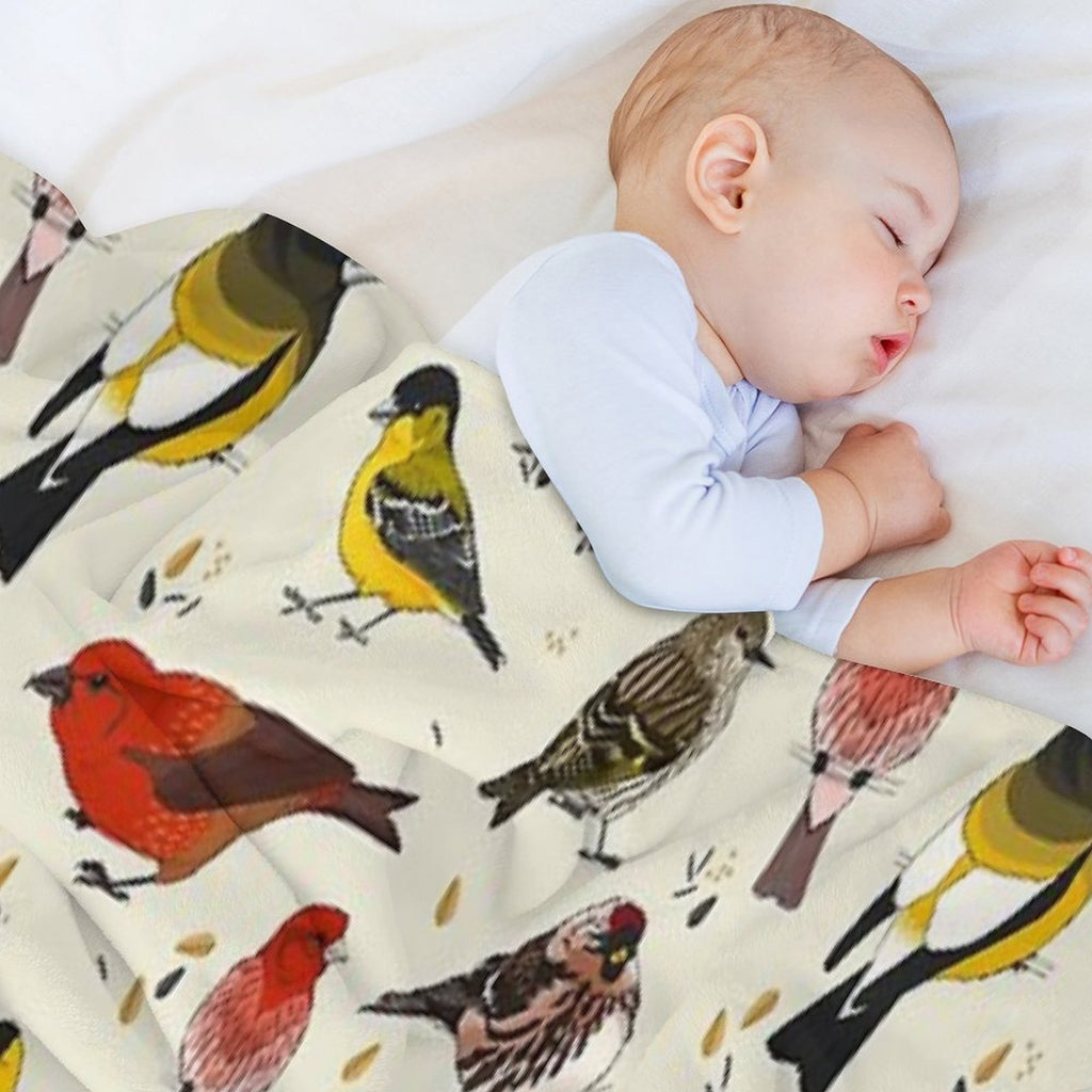 North American Finches Plush Throw Blanket