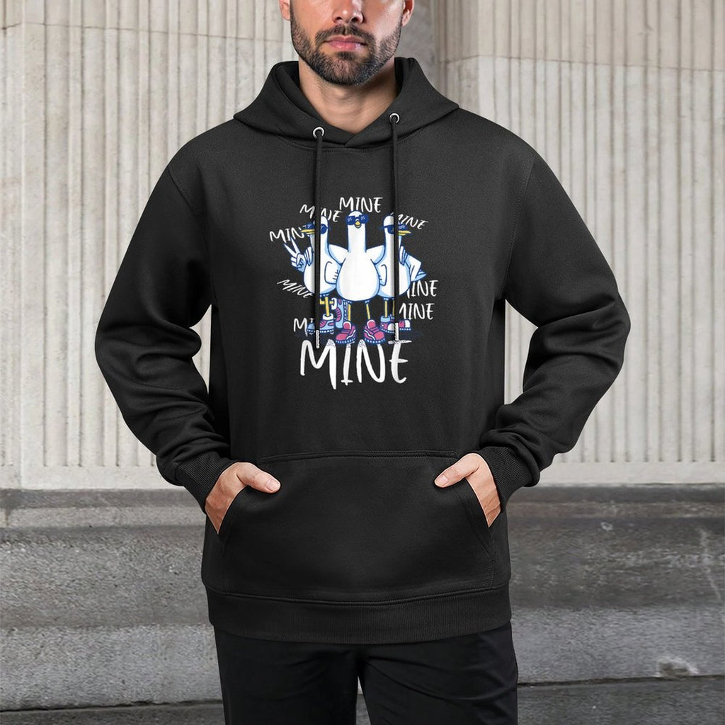 Funny Seagull Saying Mine Funny Pigeon Retro Ocean Life Adjustable Hood Hoodie