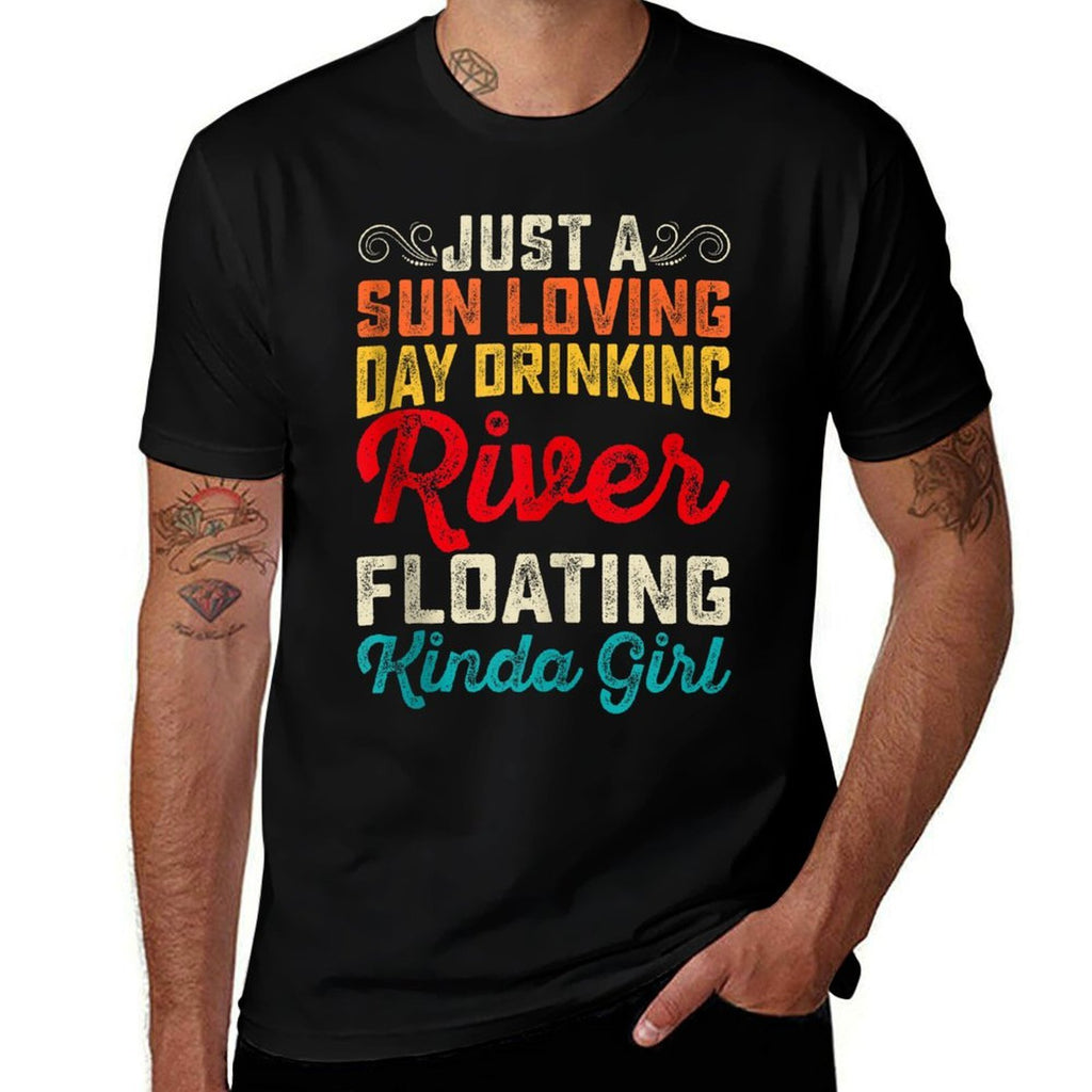 Retro Float Trip River Tubing Floating River Boat Drinking  Relaxed-fit T-Shirt