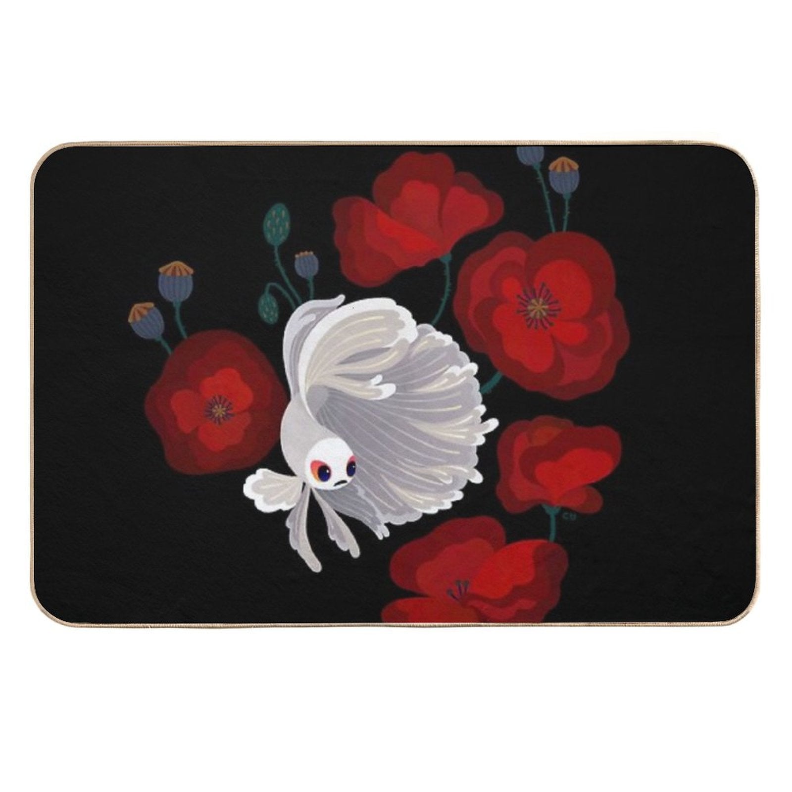 Bettas And Poppies  Easy To Clean Bath Mat