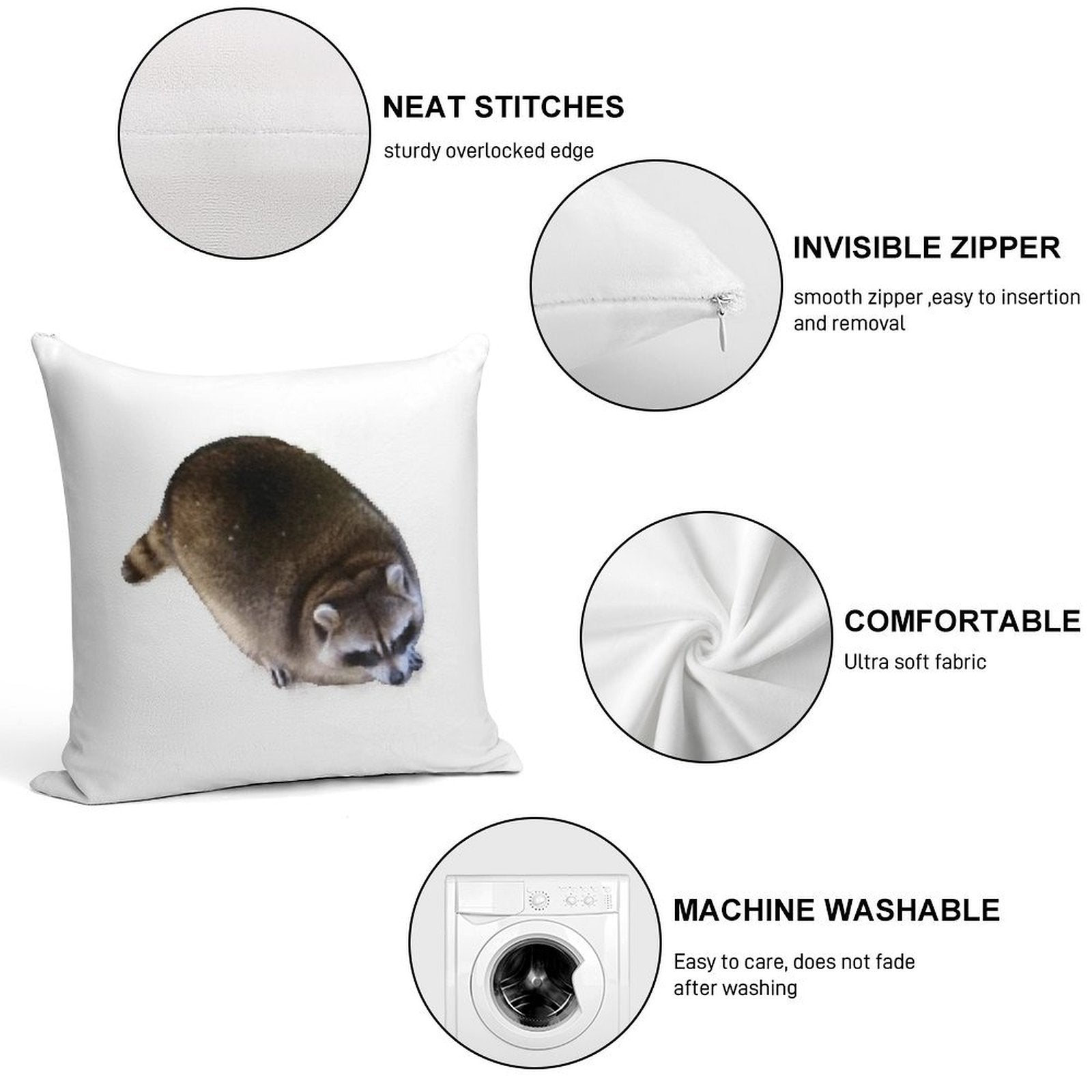 Fat Raccoon Soft Anti-Pilling Throw Pillow