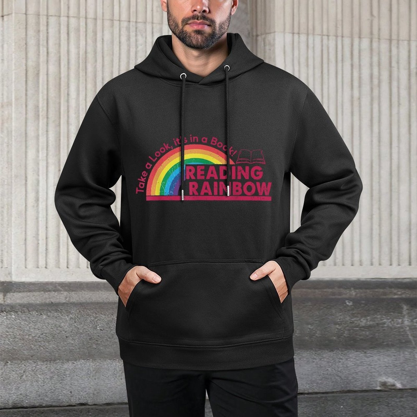 Take A Look It's In A Book Reading Book Vintage Rainbow Casual Wear Hoodie