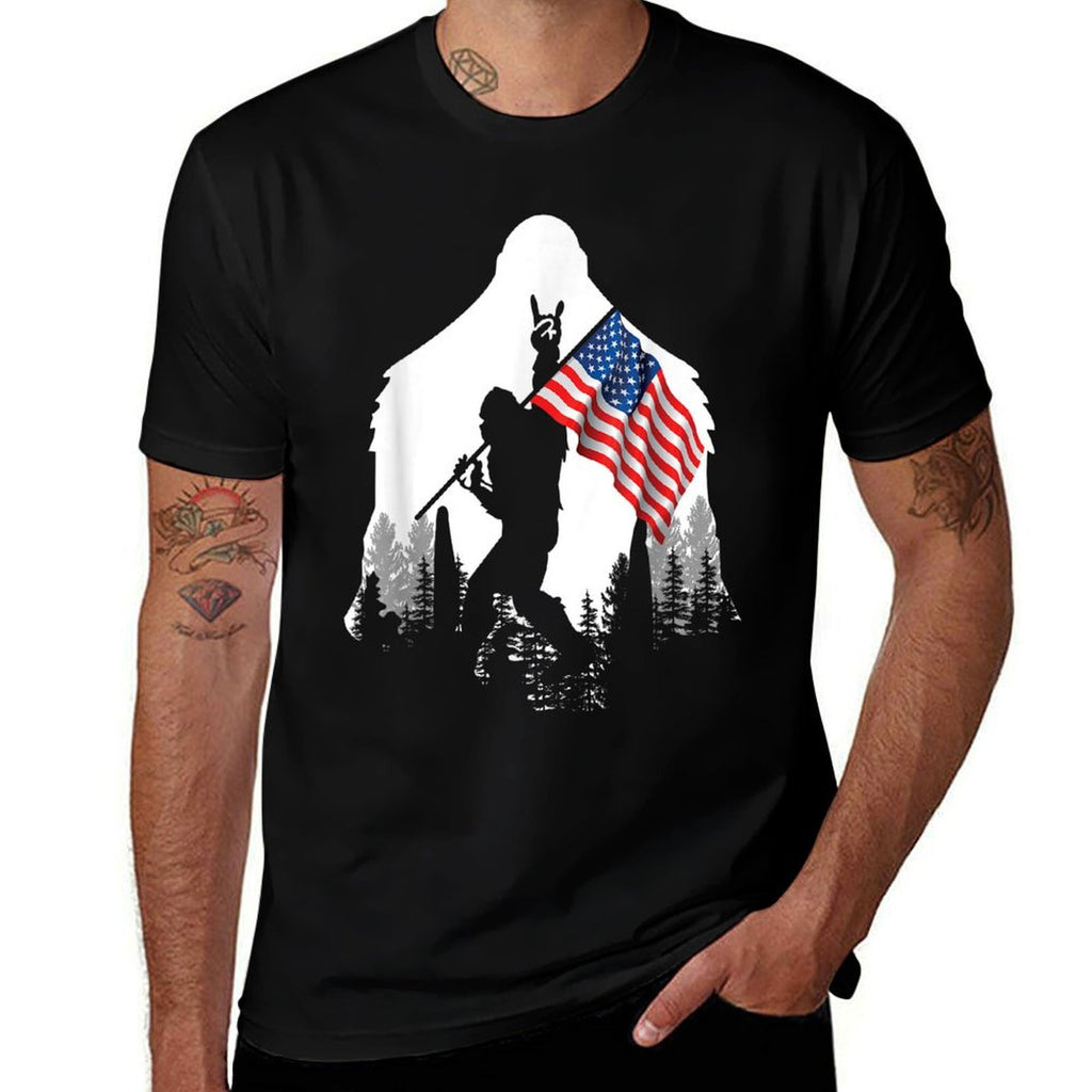 Big Foot - Bigfoot Sasquatch American Patriotic  Oversized Silhouette T-Shirt