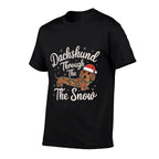 Holiday Dachshund Decor Dachshund Through The Snow Christmas Decor for Dog Lovers Unisex-Adults  Kids Black Small  Oversized Silhouette T-Shirt