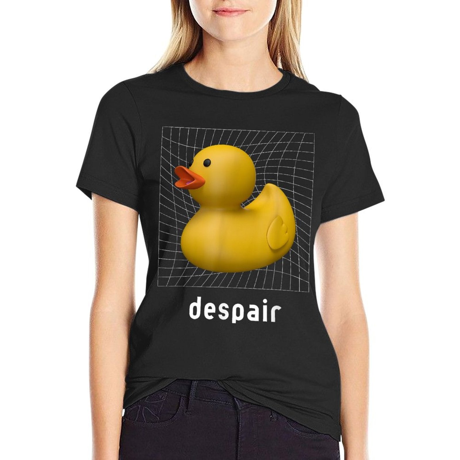 Despair Rubber Duck Bagel Meme Funny Cursed Cringe Weird  Polyester Blend T-Shirt