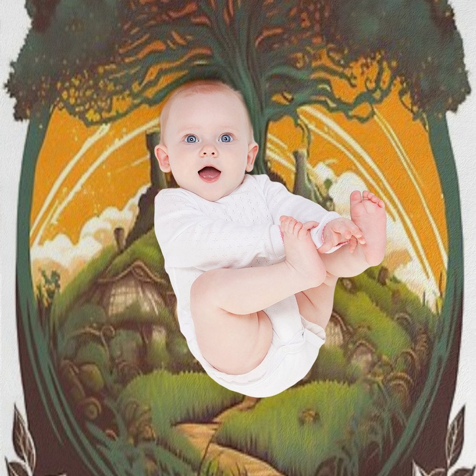 Round Doors Under A Tree - Fantasy Shrink-resistant Throw Blanket