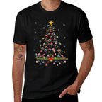 Wrestling Christmas Tree Lights Funny Xmas Sports Lover  Cotton T-Shirt