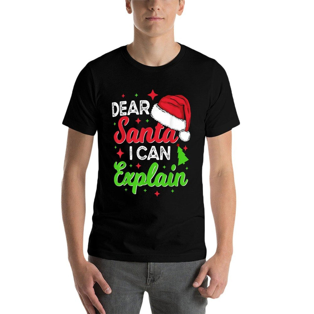 Dear Santa I Can Explain Funny Christmas Joke Santa Claus  Wrinkle-resistant T-Shirt
