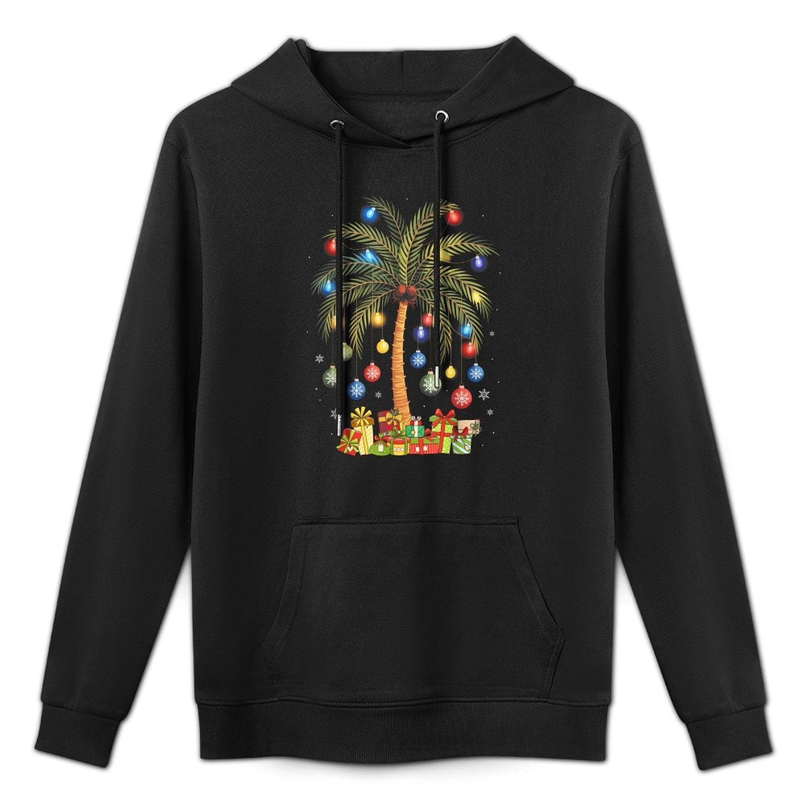 Christmas Palm Tree Light Hawaiian Tropical Xmas Men Women Breathable Fabric Hoodie