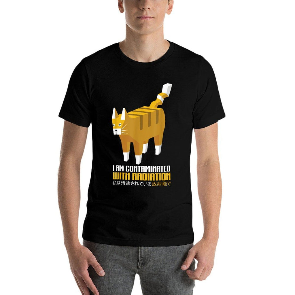 Funny Japanese Cat Meme I Am Contaminated With Radiation  Fade-proof Color T-Shirt