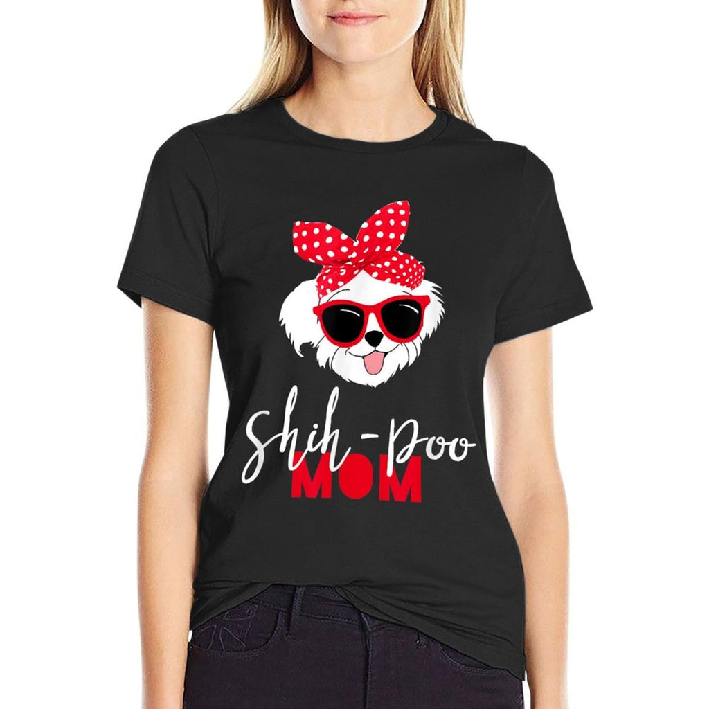 Dog Lovers T Shih-Poo Mom Fur Mama Men Women Girls Kids  Ribbed Collar T-Shirt