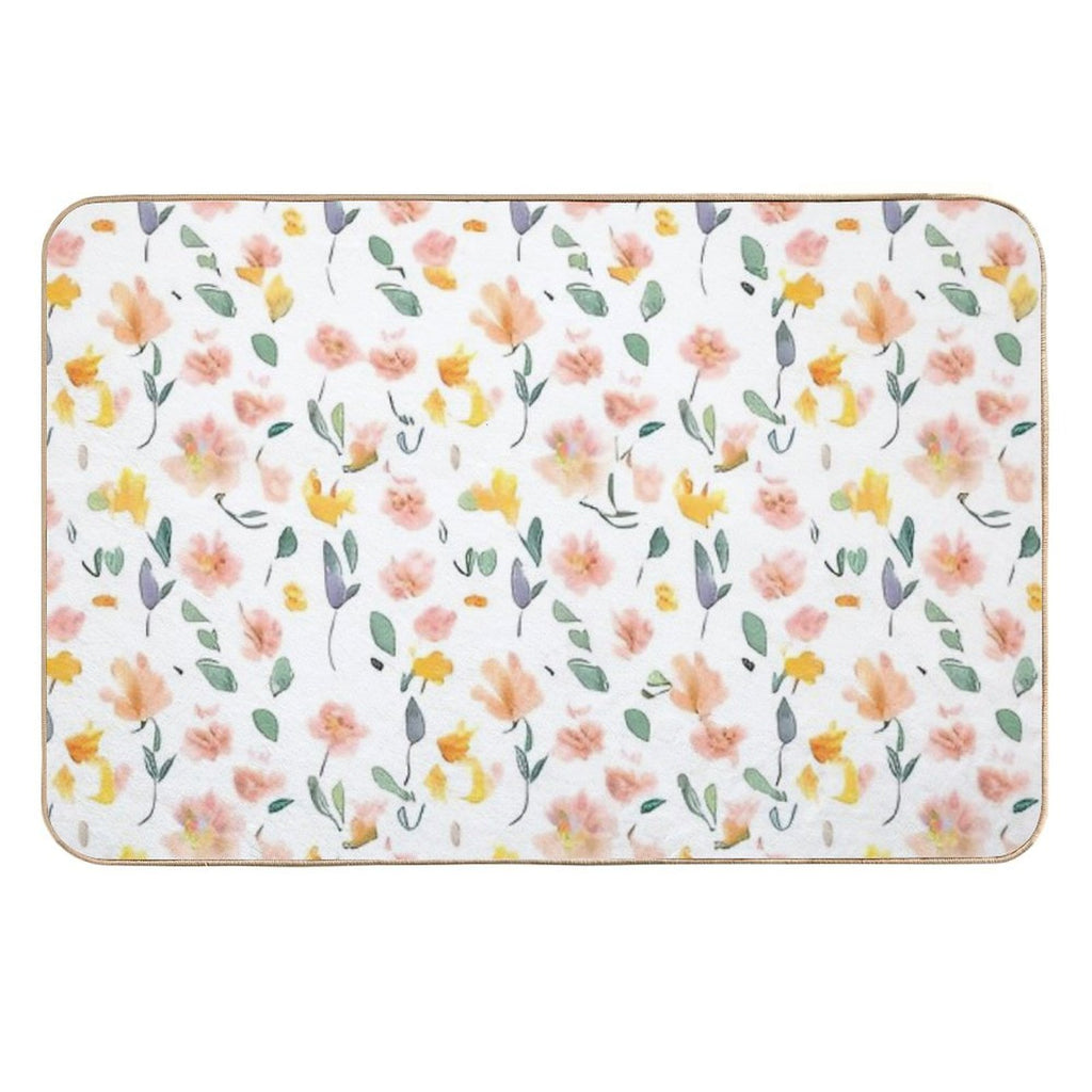 Colorful Summer Watercolor Floral Pattern - Artistic Blossoms Durable Bath Mat