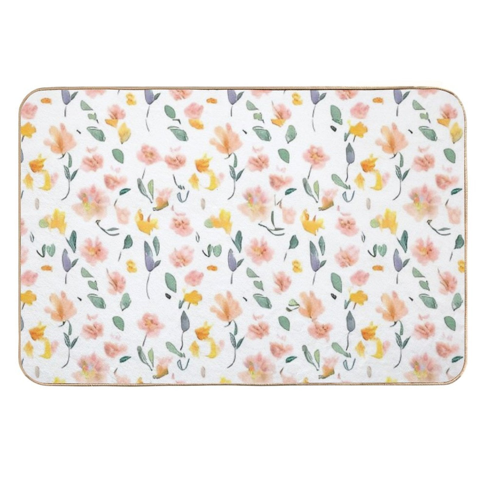 Colorful Summer Watercolor Floral Pattern - Artistic Blossoms Durable Bath Mat