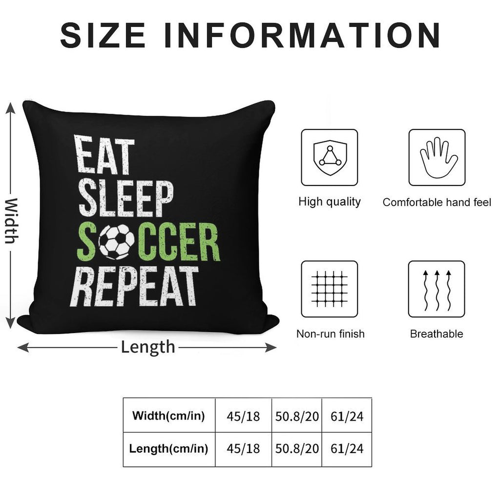 Eat Sleep Soccer Repeat Vintage Soft Skin-Friendly Throw Pillow