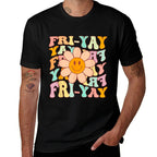 Funny Teacher Happy Friyay TGIF Friday Flower Back To School for Men Women Girls Kids  Classic T-Shirt