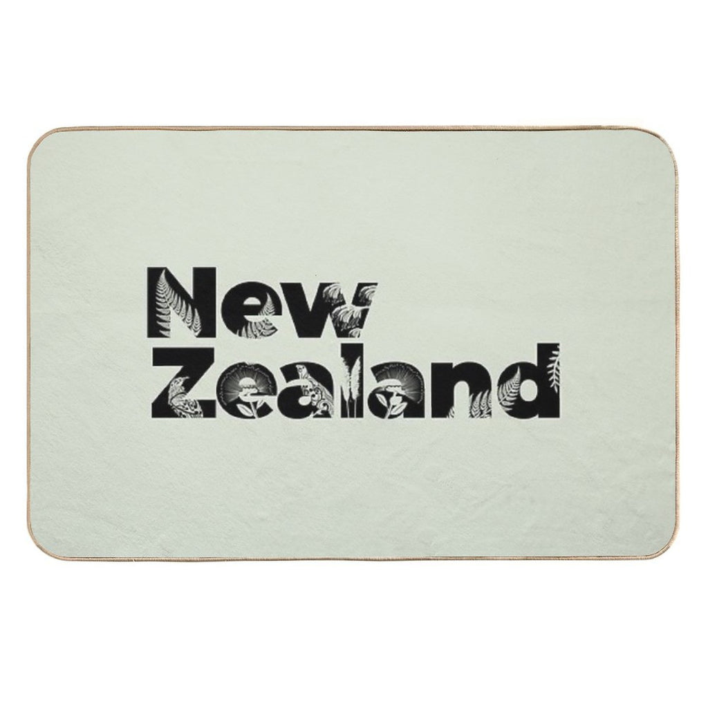 New Zealand Inset with Native Flora  Fade-Resistant Bath Mat