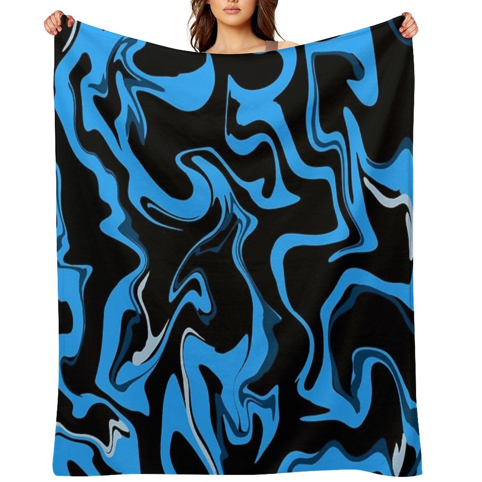Groovy Blue Swirled Lines Easy Care Throw Blanket