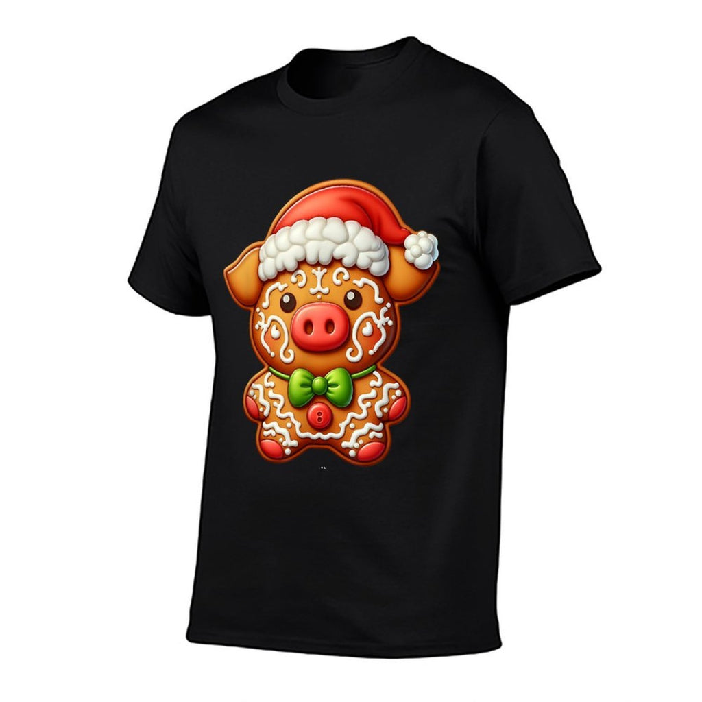Funny Gingerbread Man Pig Christmas Womens Mens Kids  Oversized Silhouette T-Shirt