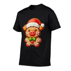 Funny Gingerbread Man Pig Christmas Womens Mens Kids  Oversized Silhouette T-Shirt