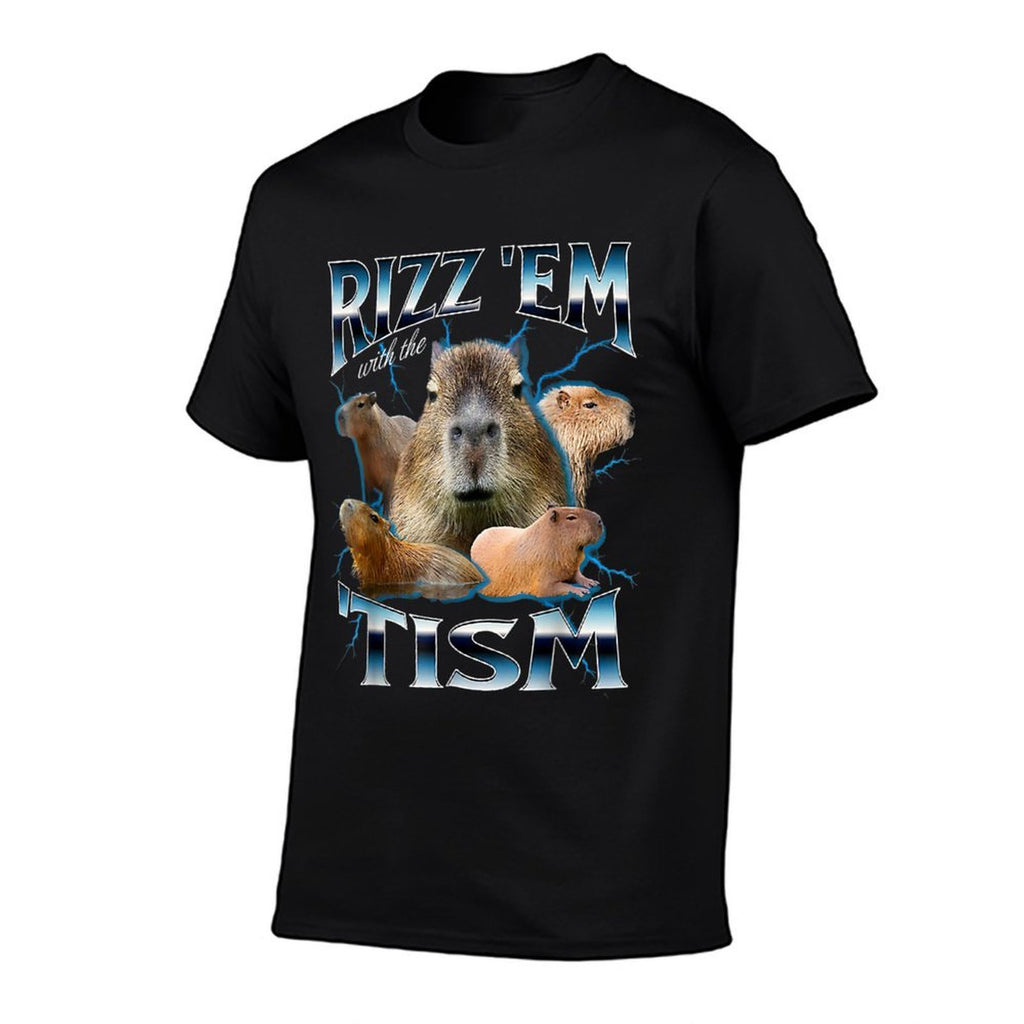 Rizz Em With The Tism Capybara Funny Oddly Dank Meme  Wrinkle-resistant T-Shirt