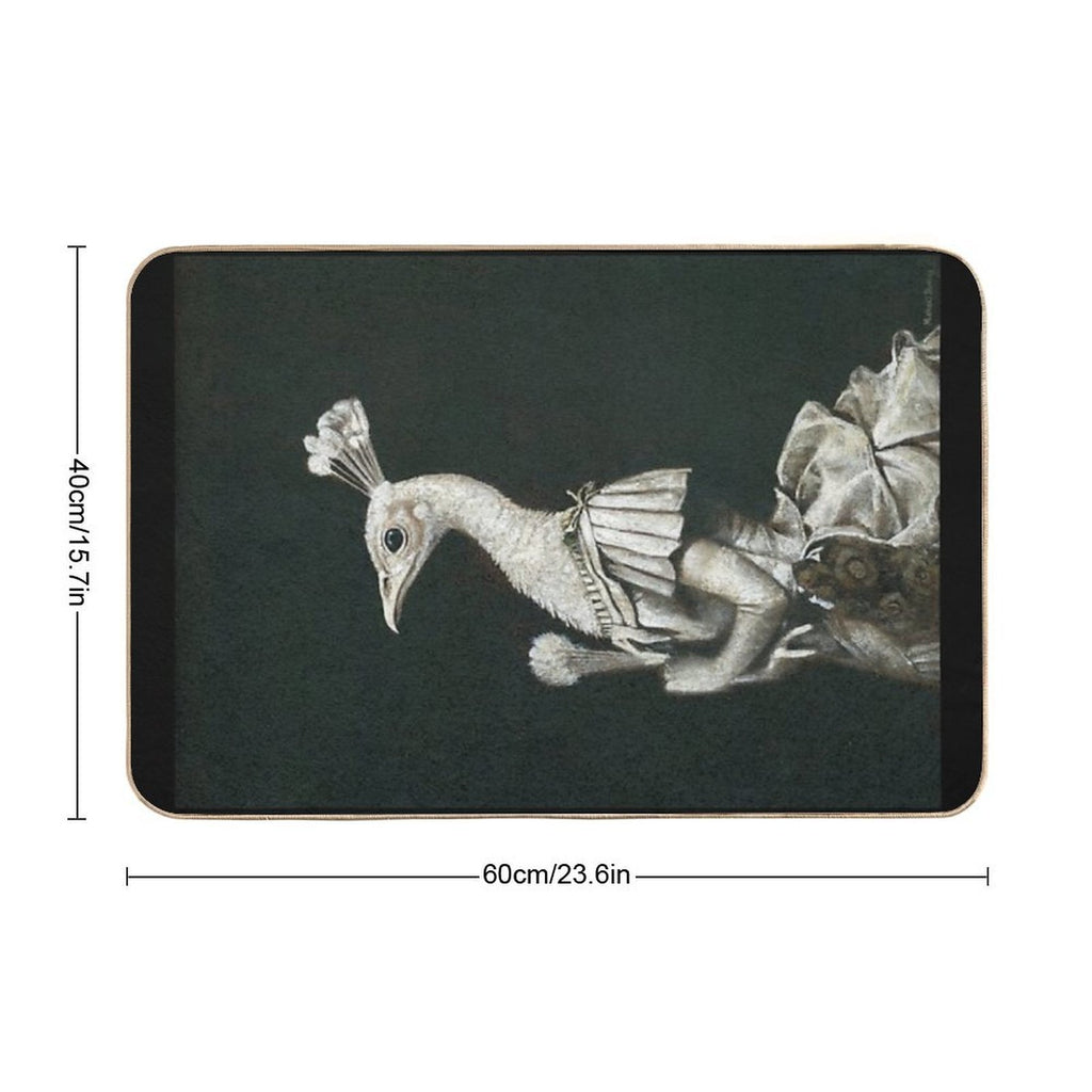 Victorian Peacock Lady  Repositionable Bath Mat