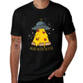 Aliens Believe In Pizza Funny Alien Ship Pizza  Polyester Blend T-Shirt