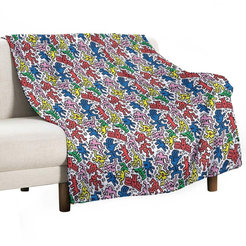 Haring Pop Art Shrink-resistant Throw Blanket